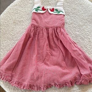 Florence Eiseman Red Gingham Kids Dress with Cherry Embroidery